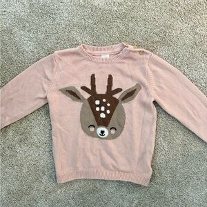 H&M 2T girls pullover pink deer sweater